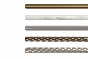 Трубы для металлических карнизов DELFA: 25 мм / гладкие / витые. Цвета: золото антик / хром матовый / белое золото.